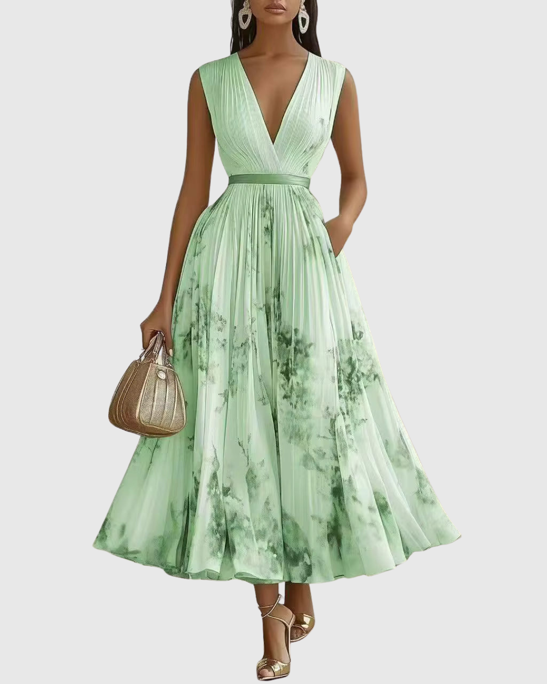 Rowella | Elegante vestido largo plisado
