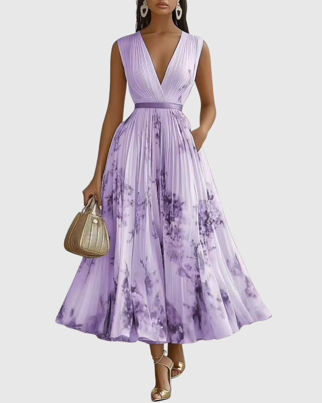 Rowella | Elegante vestido largo plisado