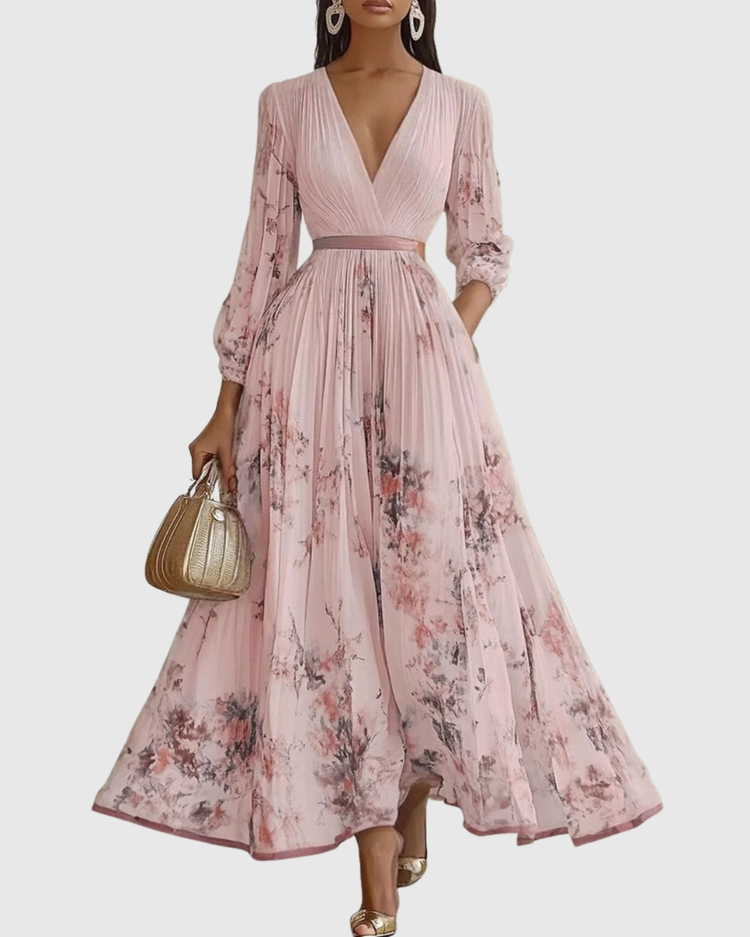 Rowella | Elegante vestido largo plisado