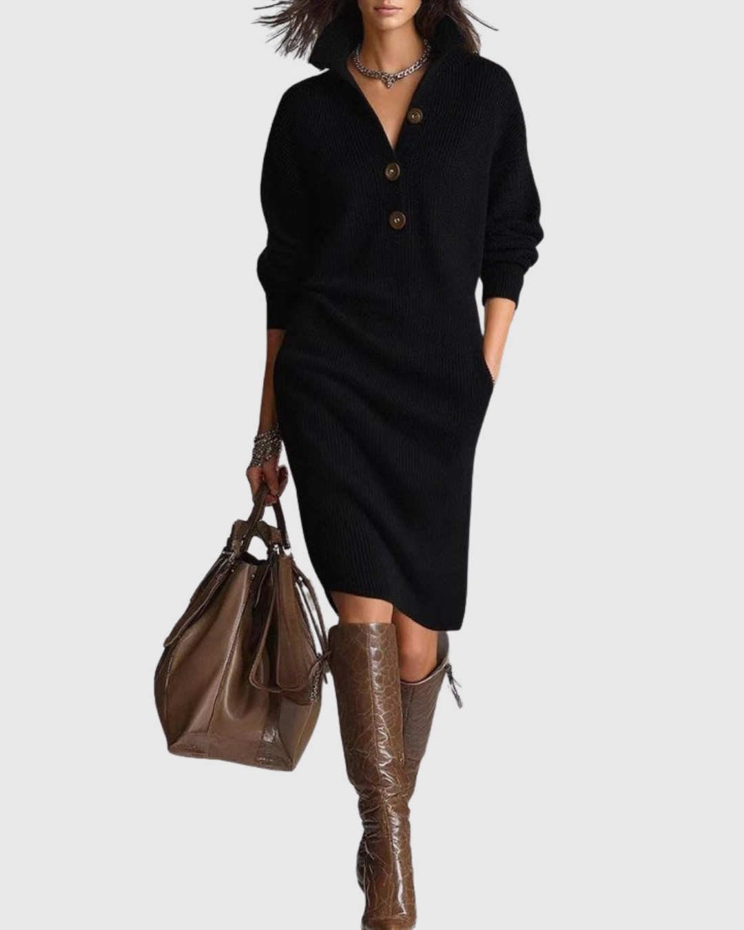 Arianell | Vestido midi de punto de pura lana para invierno