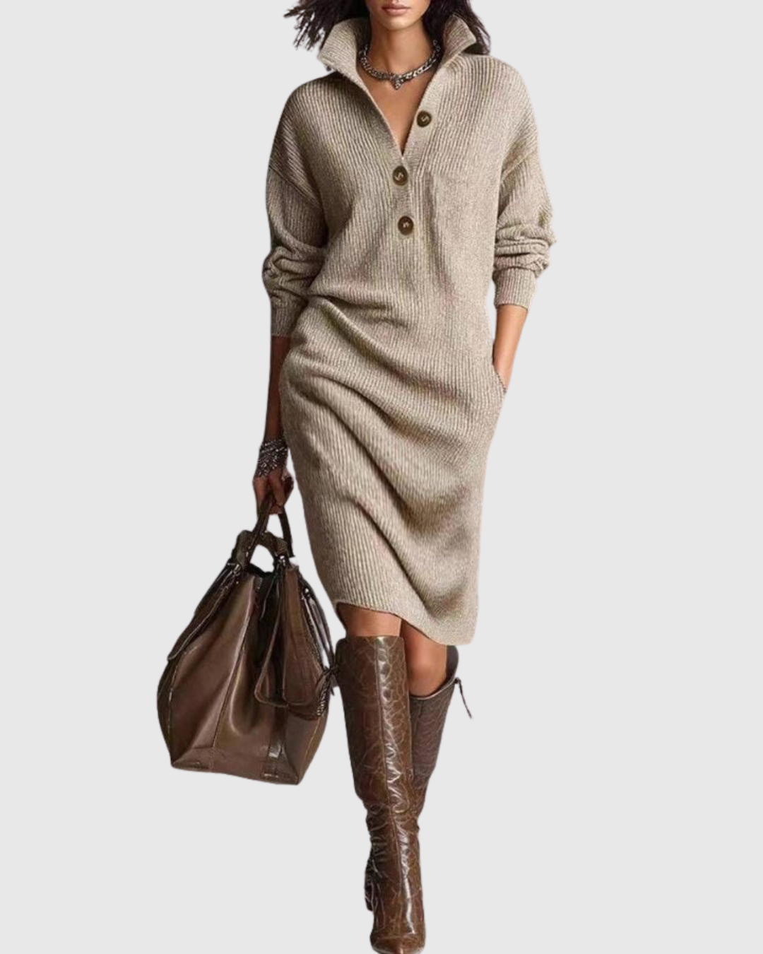 Arianell | Vestido midi de punto de pura lana para invierno