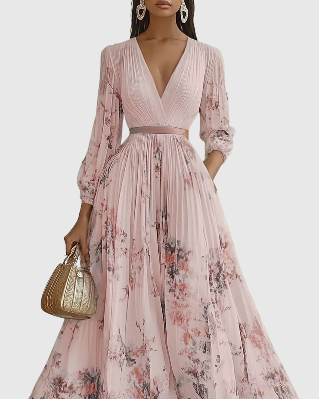 Rowella | Elegante vestido largo plisado