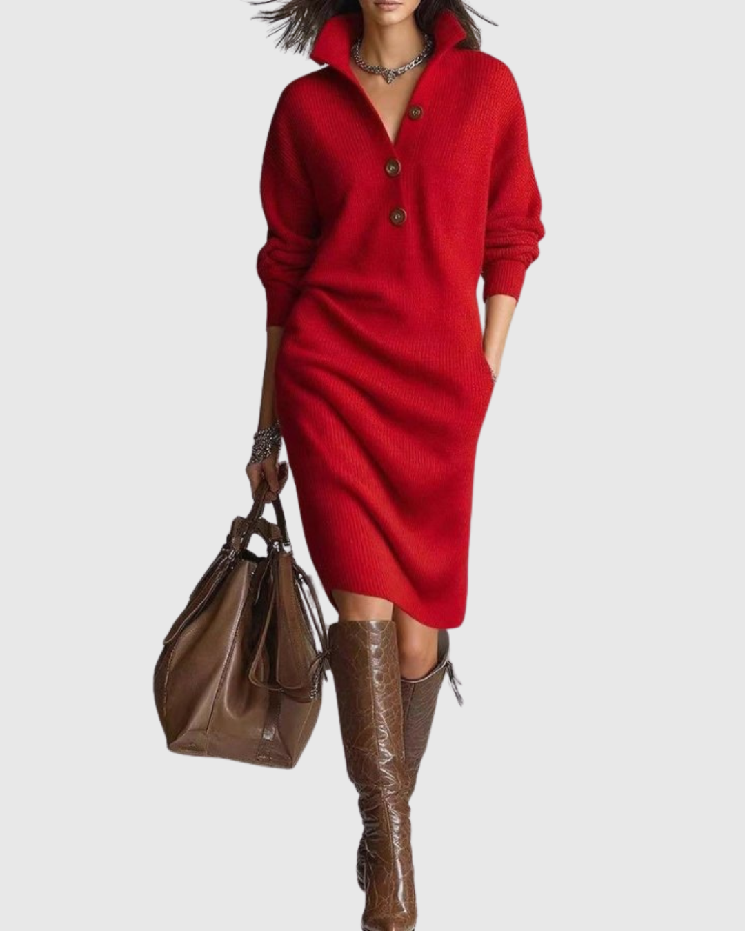 Arianell | Vestido midi de punto de pura lana para invierno