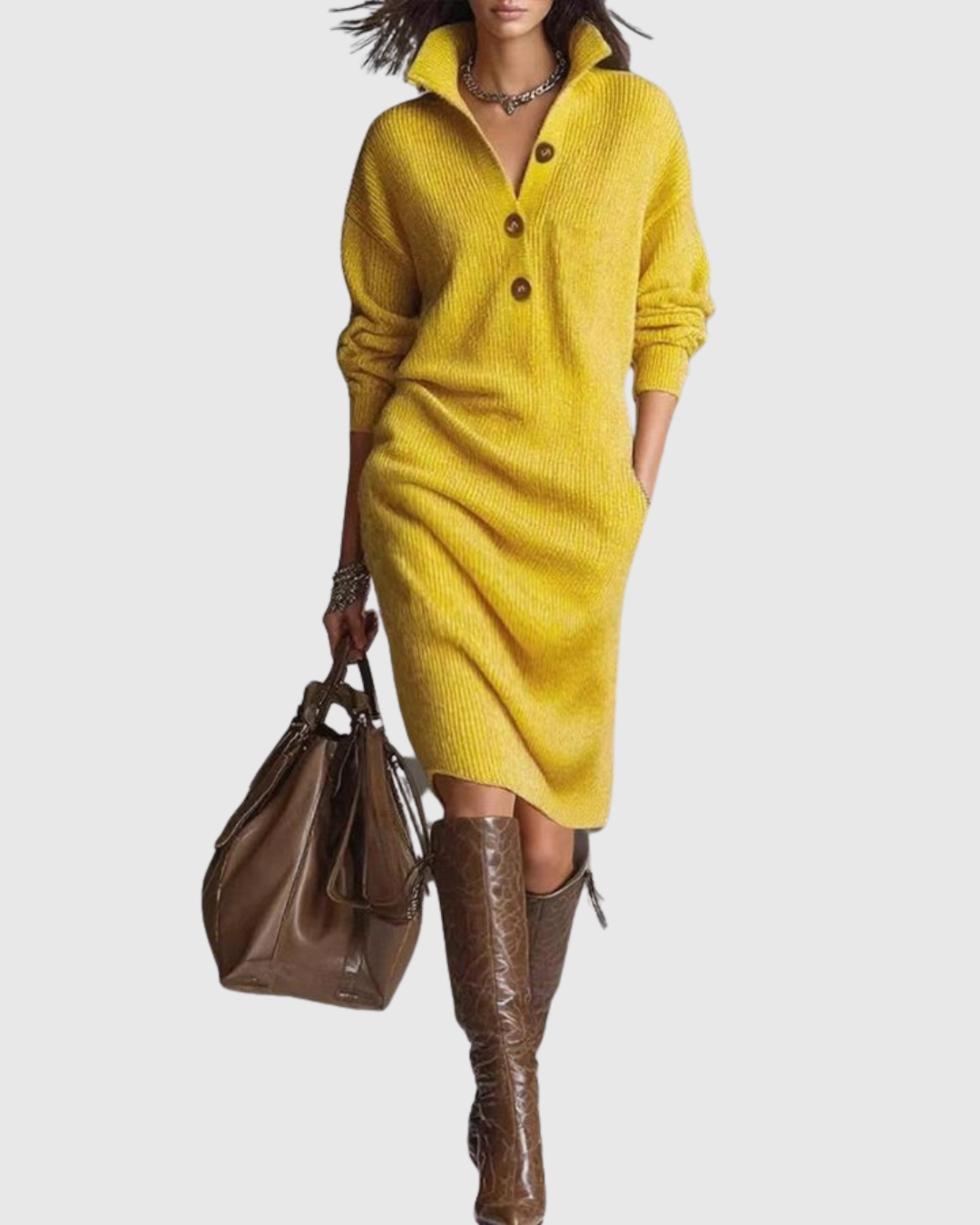 Arianell | Vestido midi de punto de pura lana para invierno