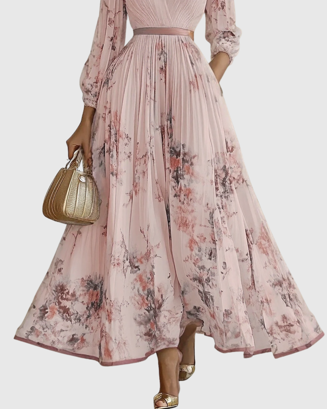 Rowella | Elegante vestido largo plisado