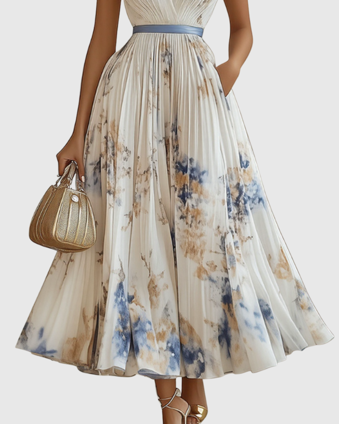 Rowella | Elegante vestido largo plisado